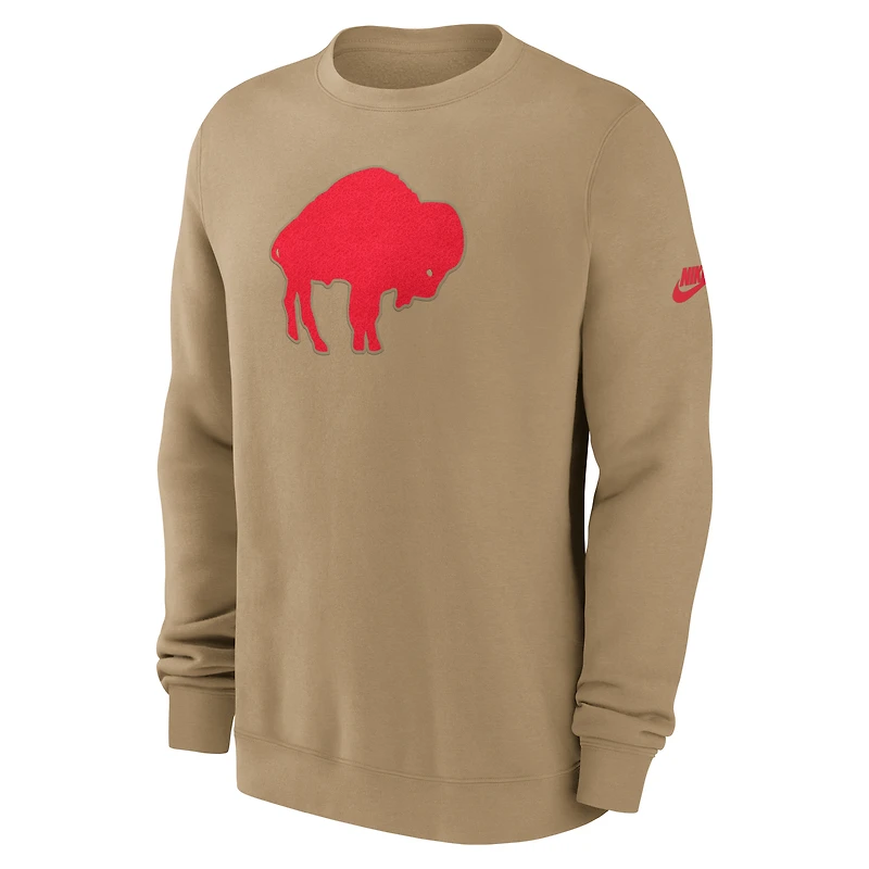 Men's Nike Tan Buffalo Bills Swing Pass Rewind Club Pullover Sweatshirt