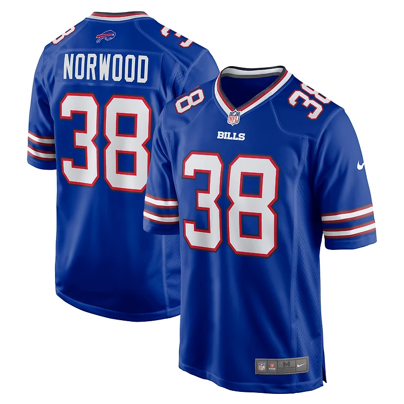 Maillot de match l'équipe Nike Tre Norwood Royal Buffalo Bills pour homme