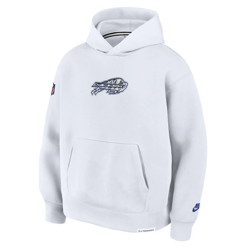 Men's Nike White Buffalo Bills 2025 Rivalries Collection Oversized Tech Fleece Hoodie