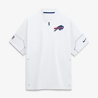 Men's Nike White Buffalo Bills Sideline Short Sleeve Quarter-Zip Coaches Jacket