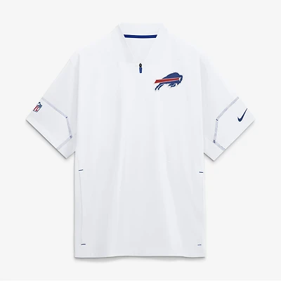 Men's Nike White Buffalo Bills Sideline Short Sleeve Quarter-Zip Coaches Jacket