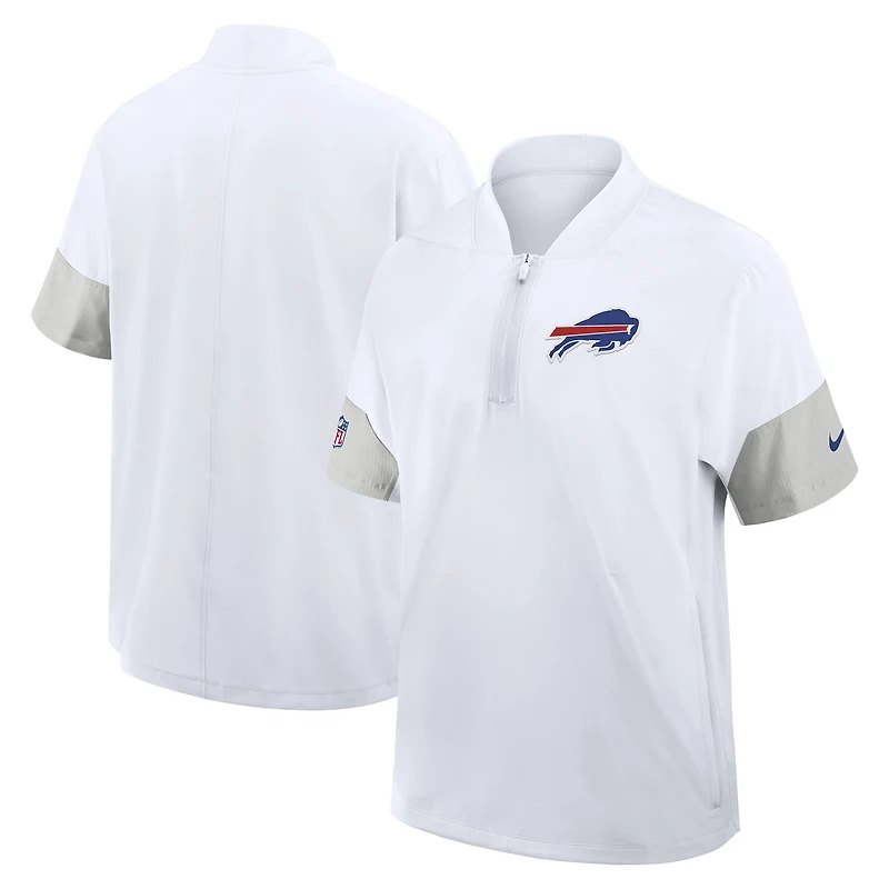 Men's Nike White Buffalo Bills Sideline Short Sleeve Quarter-Zip Dri-FIT Coach Jacket
