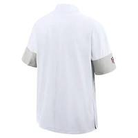 Veste d'entraîneur Nike Buffalo Bills Sideline blanche pour homme, manches courtes, fermeture éclair au quart, technologie Dri-FIT