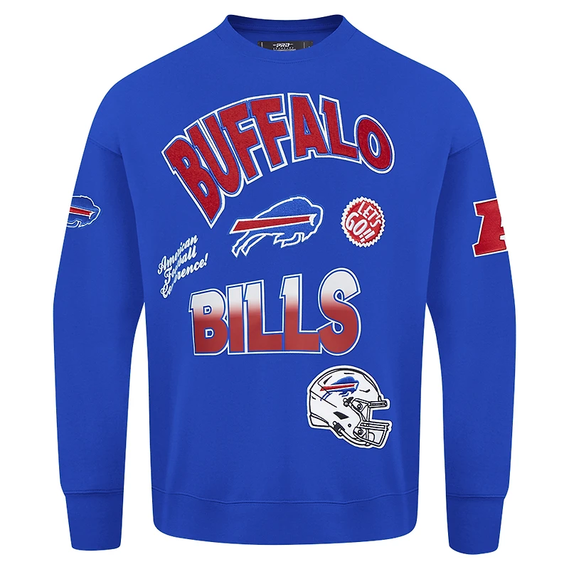 Men's Pro Standard Royal Buffalo Bills Turn It Up Drop Shoulder Pullover Sweatshirt