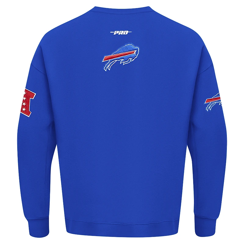 Men's Pro Standard Royal Buffalo Bills Turn It Up Drop Shoulder Pullover Sweatshirt
