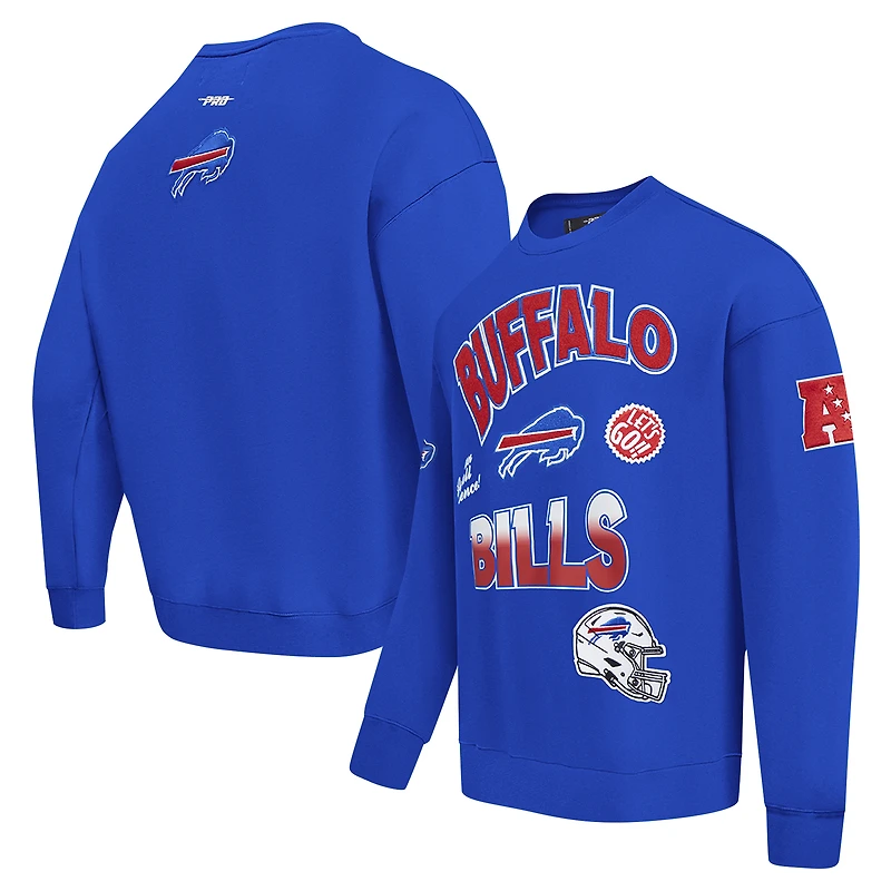 Men's Pro Standard Royal Buffalo Bills Turn It Up Drop Shoulder Pullover Sweatshirt