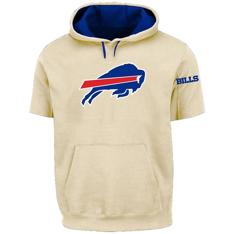 Sweat à capuche manches courtes pour homme avec imprimé et logo Buffalo Bills, grande taille profil Oatmeal