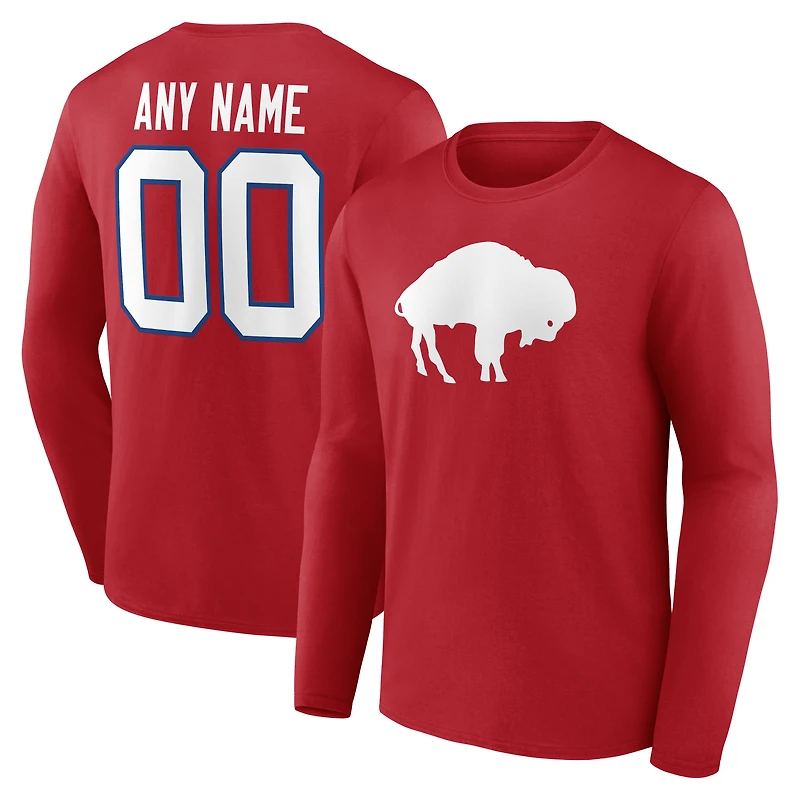 T-shirt à manches longues blanc authentique et classique personnalisé avec nom numéro des Buffalo Bills pour homme