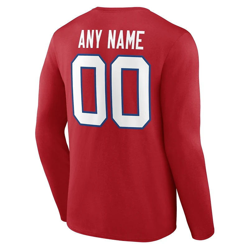 Men's Buffalo Bills Team Authentic Classic Personalized Name & Number Long Sleeve T-Shirt