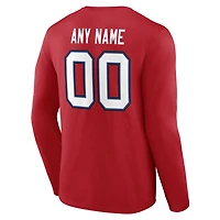 Men's Red Buffalo Bills Team Authentic Personalized Name & Number Long Sleeve T-Shirt
