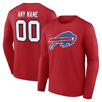 Men's Red Buffalo Bills Team Authentic Personalized Name & Number Long Sleeve T-Shirt