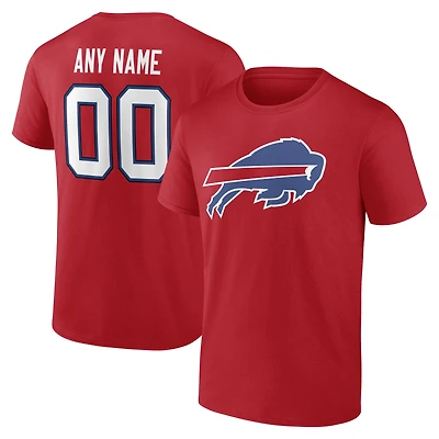 Men's Red Buffalo Bills Team Authentic Personalized Name & Number T-Shirt
