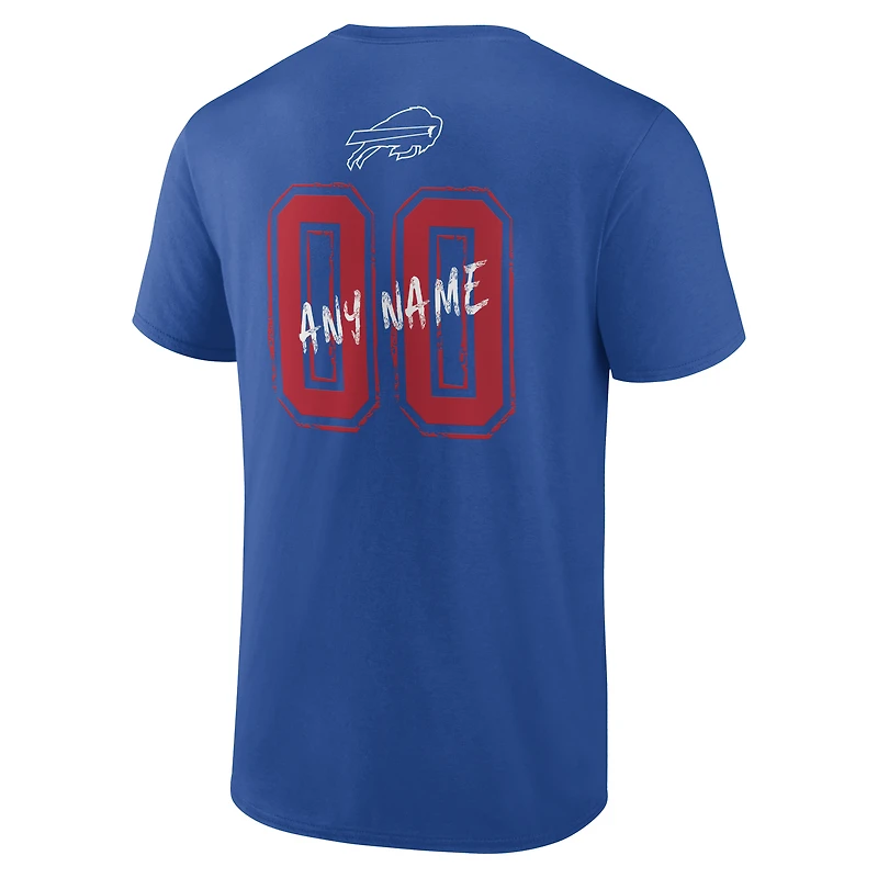 T-shirt personnalisé pour homme Royal Buffalo Bills Hustle avec nom et numéro