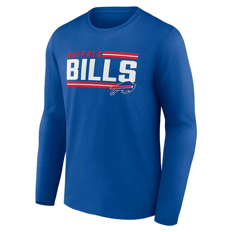 Men's Royal Buffalo Bills On Side Stripe Long Sleeve T-Shirt