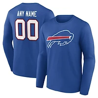 Men's Royal Buffalo Bills Team Authentic Personalized Name & Number Long Sleeve T-Shirt
