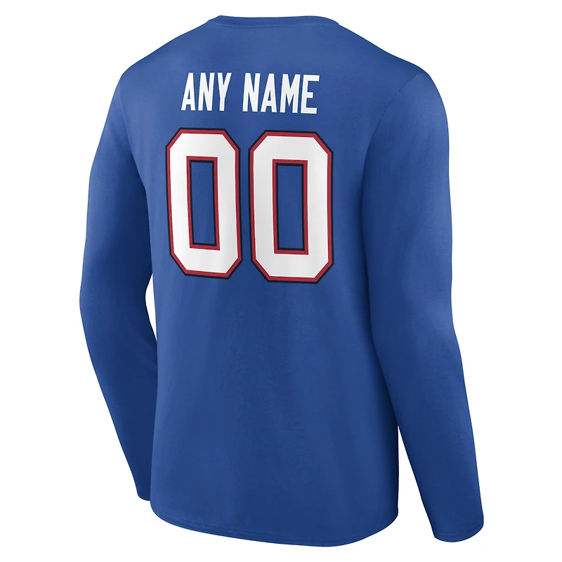 Men's Royal Buffalo Bills Team Authentic Personalized Name & Number Long Sleeve T-Shirt