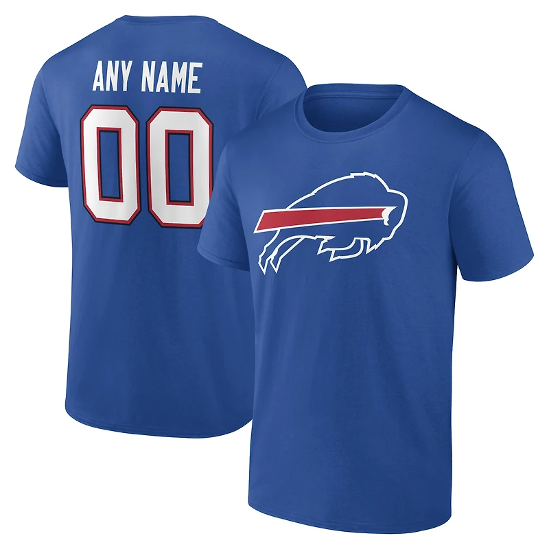 T-shirt authentique personnalisé avec nom et numéro de l'équipe des Royal Buffalo Bills pour hommes