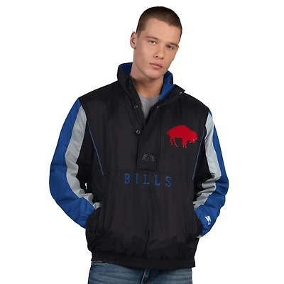 Men's Starter Black Buffalo Bills Thursday Night Gridiron Vintage Logo Half-Zip Jacket