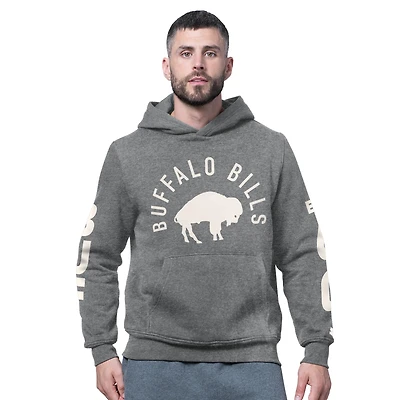 Men's Starter Charcoal Buffalo Bills Handoff Vintage Logo Fleece Hoodie Sweatshirt