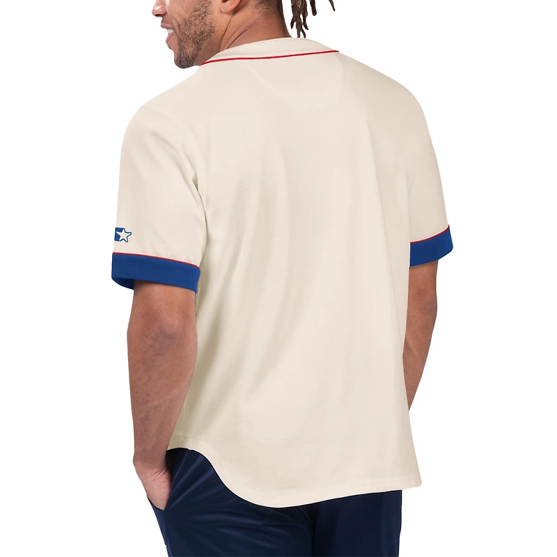 Men's Starter Cream Buffalo Bills Relay Vintage Full-Button Baseball Top