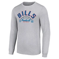 T-shirt à manches longues gris chiné pour homme, équipe de demi-ballon des Buffalo Bills