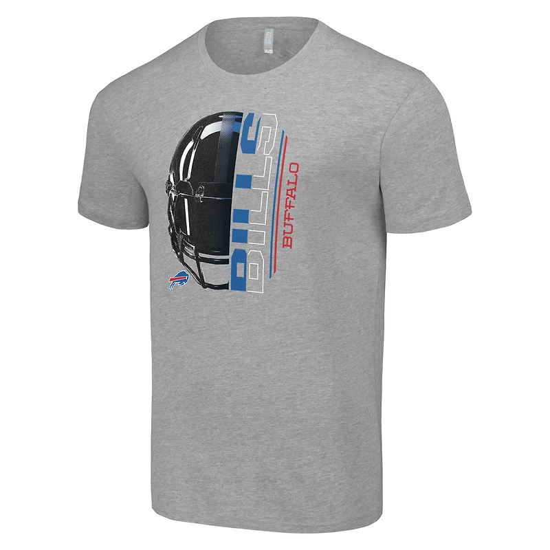 T-shirt gris chiné pour homme avec logo demi-casque des Buffalo Bills