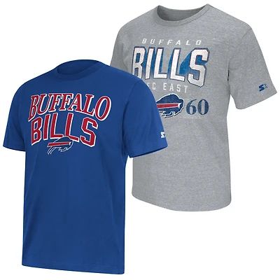 Men's Starter  Royal/Gray Buffalo Bills Two-Pack Logo T-Shirt Set
