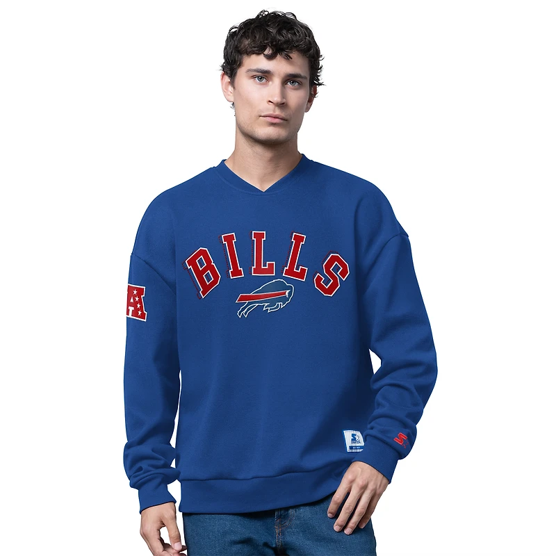 Men's Starter  Royal Buffalo Bills Blitz Fleece Crewneck Sweatshirt