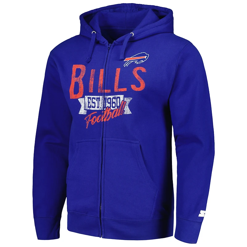 Sweat à capuche entièrement zippé Starter Royal Buffalo Bills Domestic Post Season pour hommes
