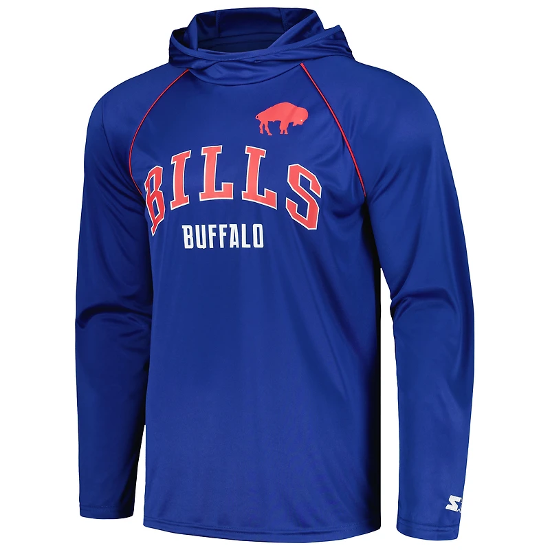 T-shirt à capuche manches longues raglan Starter Royal Buffalo Bills Gridiron Classics pour hommes