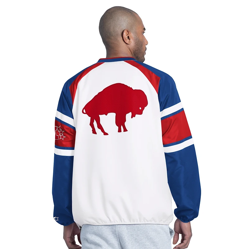 Men's Starter White Buffalo Bills Infield Play Raglan Pullover Jacket
