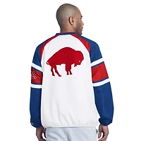 Men's Starter  White Buffalo Bills Infield Play Raglan Pullover Jacket
