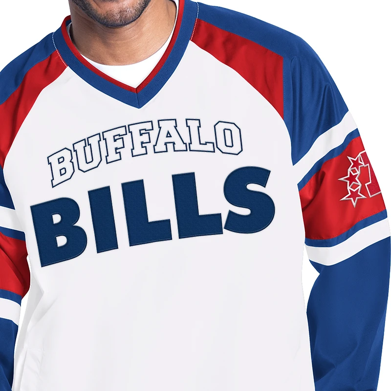 Men's Starter White Buffalo Bills Infield Play Raglan Pullover Jacket
