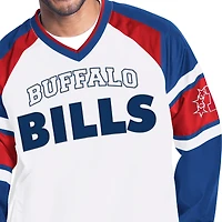 Men's Starter  White Buffalo Bills Infield Play Raglan Pullover Jacket