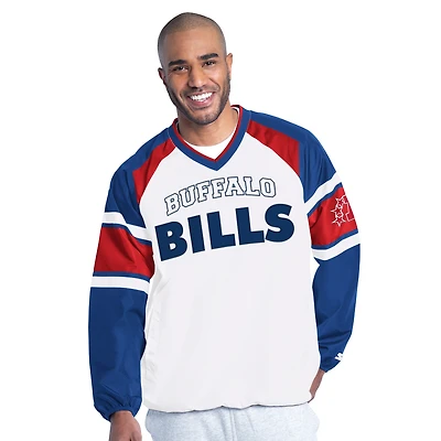 Men's Starter White Buffalo Bills Infield Play Raglan Pullover Jacket