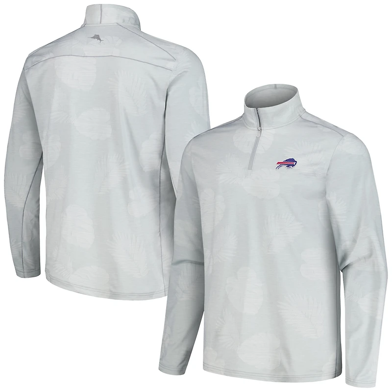 Sweat-shirt à demi-zip Tommy Bahama pour hommes, gris Buffalo Bills Delray Frond IslandZone