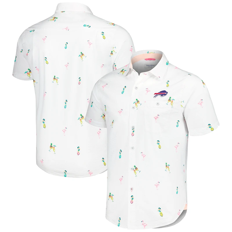 Chemise boutonnée Tommy Bahama Buffalo Bills Nova Wave Flocktail blanche pour hommes