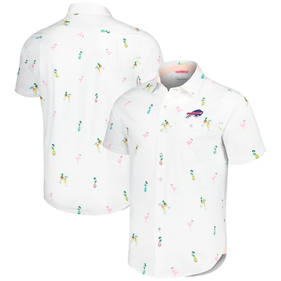 Chemise boutonnée Tommy Bahama Buffalo Bills Nova Wave Flocktail blanche pour hommes