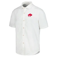 Men's Tommy Bahama White Buffalo Bills Sport Coconut Point Palm Vista IslandZone Button-Up Camp Shirt