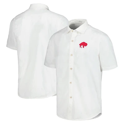 Chemise de camp boutonnée Tommy Bahama White Buffalo Bills Sport Coconut Point Palm Vista IslandZone pour hommes