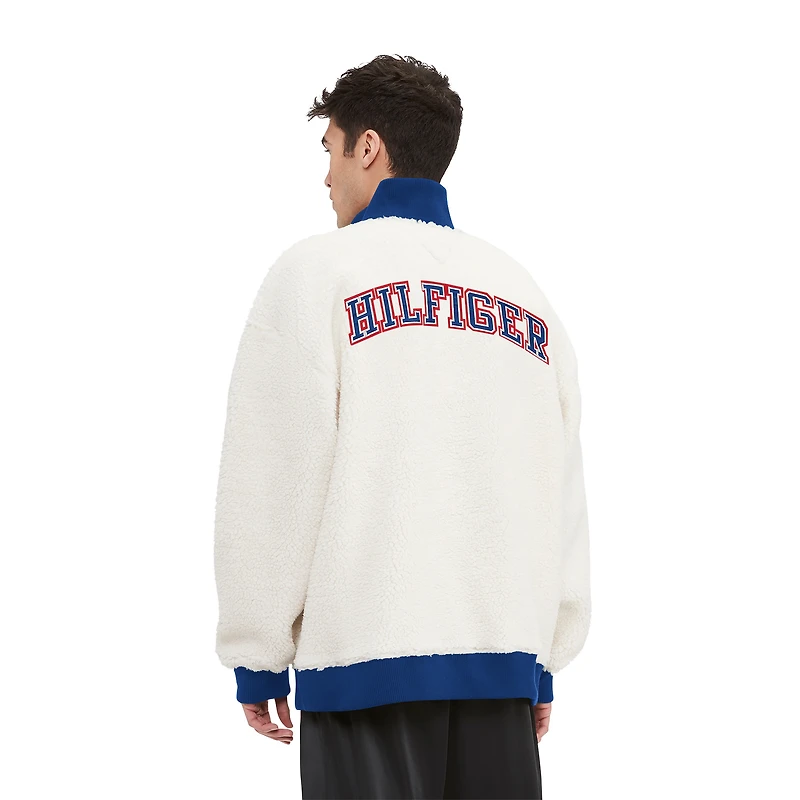 Sweat-shirt Tommy Hilfiger crème Buffalo Bills Jordan Sherpa à quart de zip pour hommes