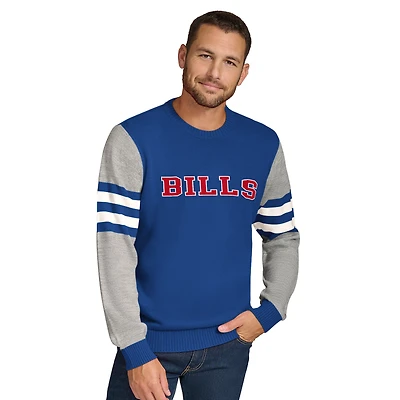 Men's Tommy Hilfiger Royal/Heather Gray Buffalo Bills Acrylic Crewneck Pullover Sweater