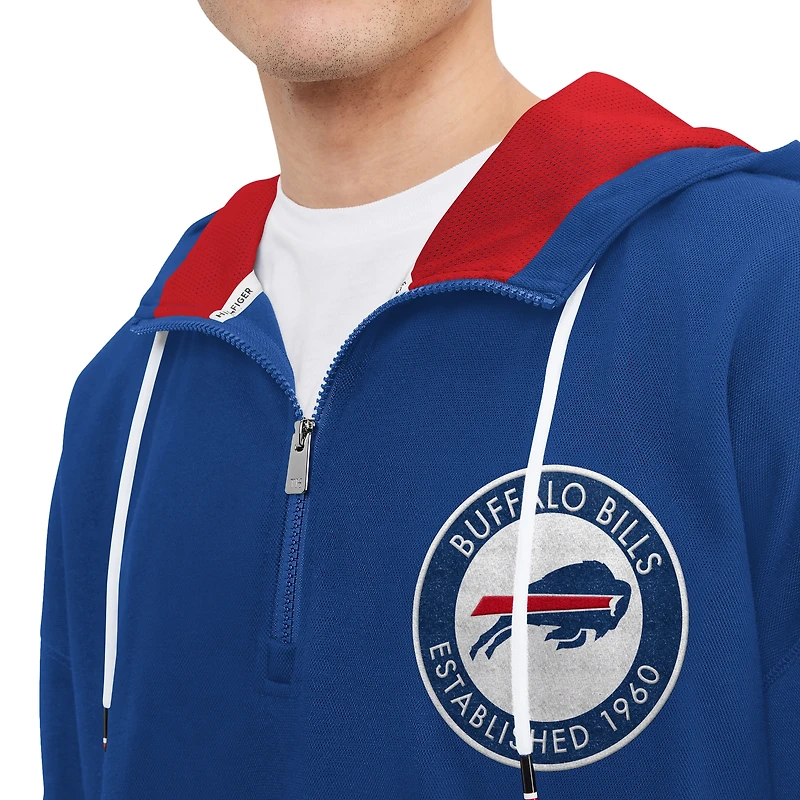 Sweat à capuche quart de zip Tommy Hilfiger Royal Buffalo Bills Aaron pour hommes