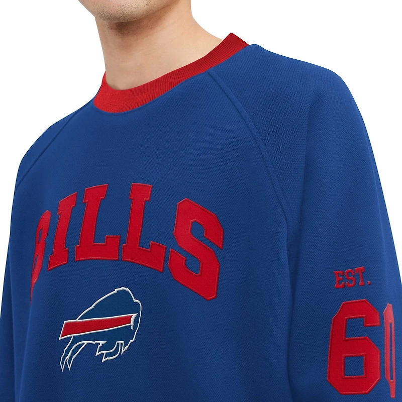 Men's Tommy Hilfiger Royal Buffalo Bills Reese Raglan Tri-Blend Pullover Sweatshirt