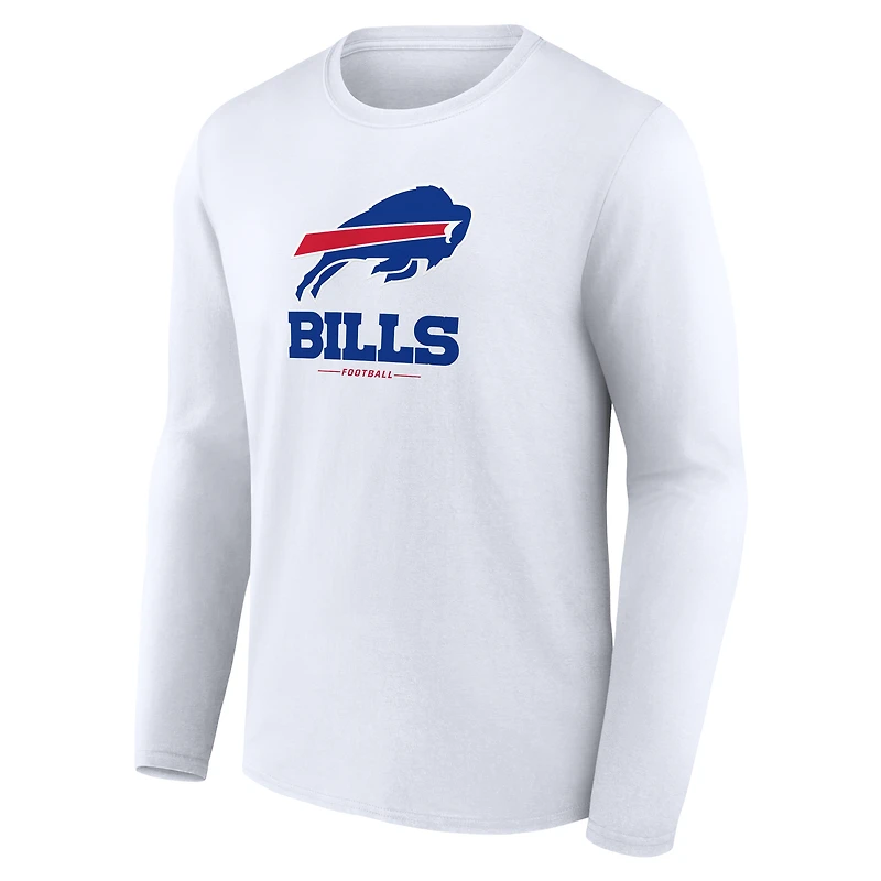 Men's White Buffalo Bills Team Lockup Long Sleeve T-Shirt