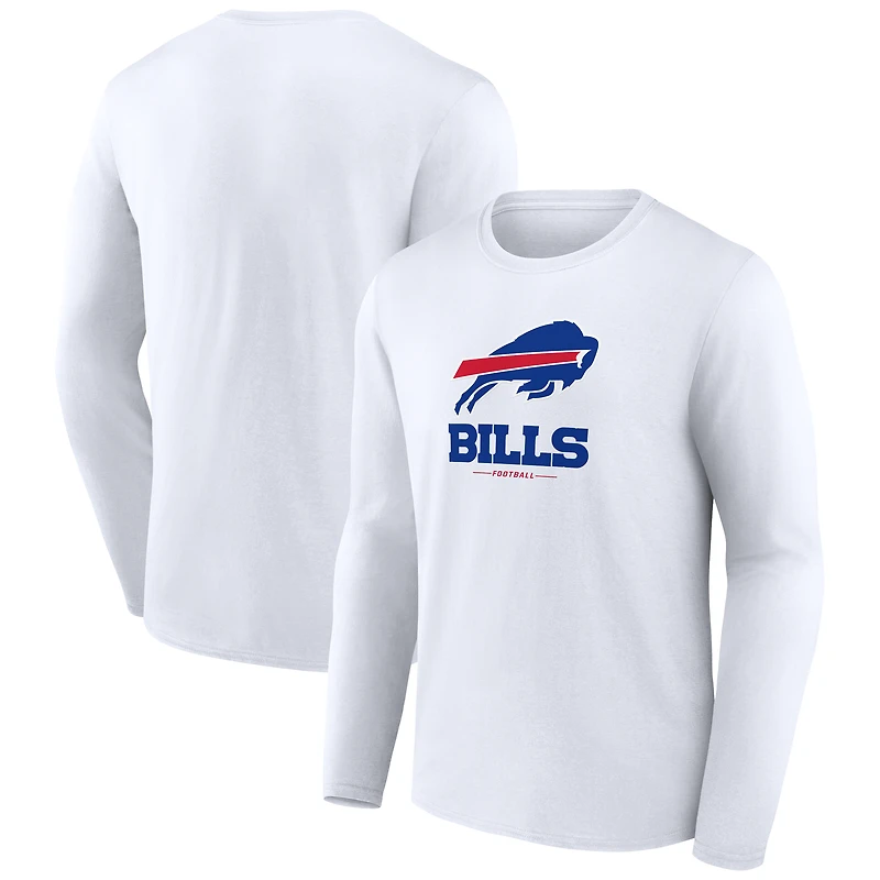 Men's White Buffalo Bills Team Lockup Long Sleeve T-Shirt