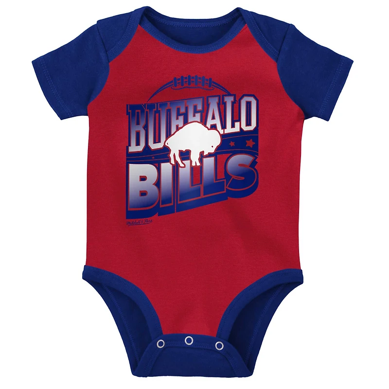 Newborn & Infant Mitchell Ness Red/Royal Buffalo Bills Throwback Big Score Bodysuit, Bib Bootie Set