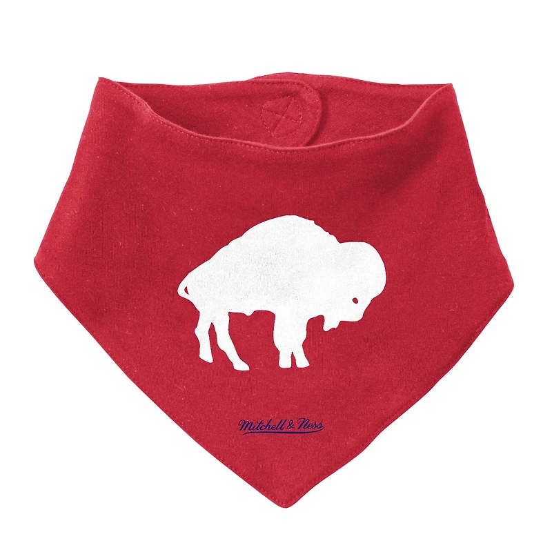 Nouveau-né et nourrisson Mitchell & Ness Rouge/Royal Buffalo Bills Throwback Big Score Ensemble body, bavoir chaussons