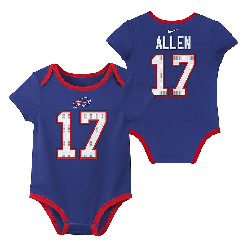 Newborn & Infant Nike Josh Allen Buffalo Bills Name Number 3-Pack Bodysuit Set