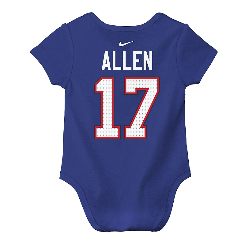 Body Nike pour nouveau-né et bébé Josh Allen Royal Buffalo Bills avec nom numéro de joueur